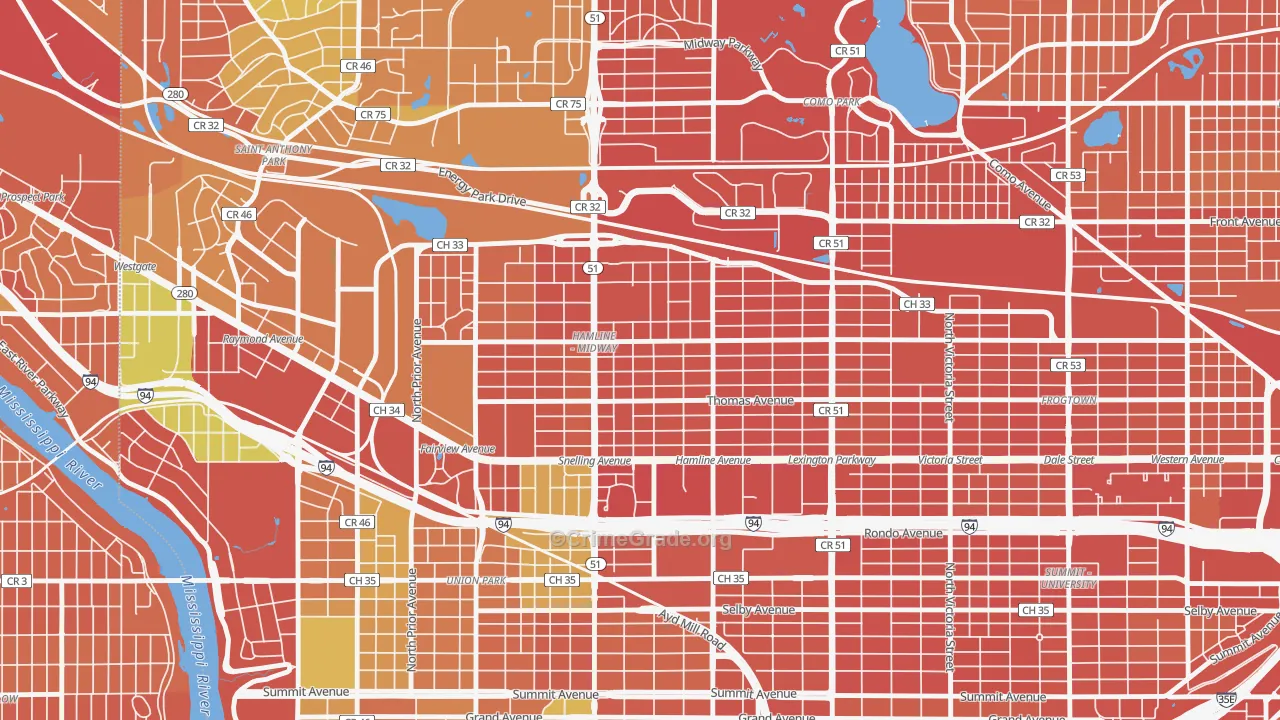 Midway, St. Paul, MN Map of Drug-Related Crime Rates