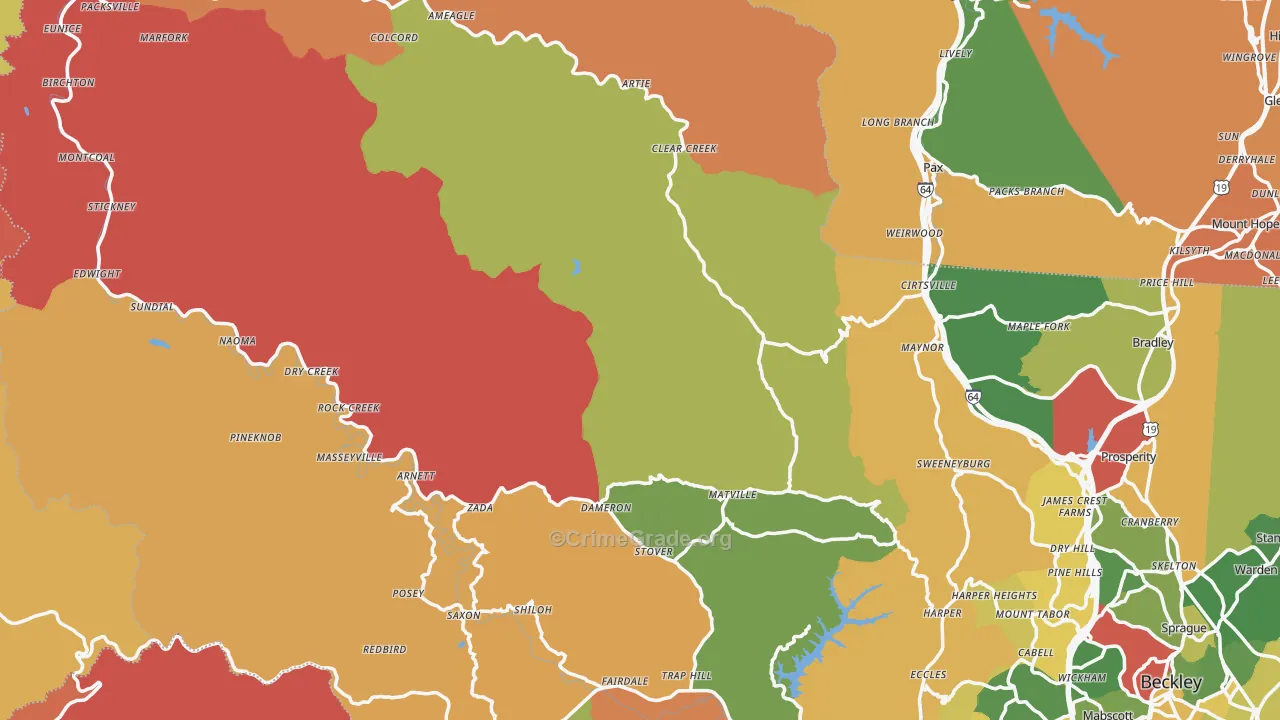 Midway, WV Map of Drug-Related Crime Rates