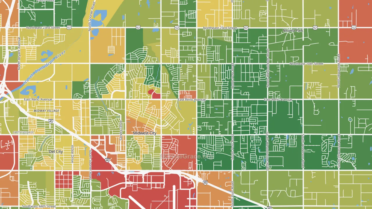 Midwest City, OK Map of Drug-Related Crime Rates