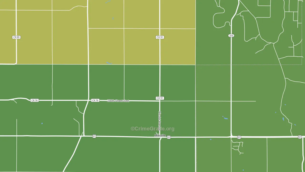 Miesville, MN Map of Drug-Related Crime Rates