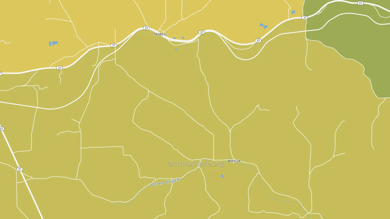 Mifflin, IN Map of Drug-Related Crime Rates