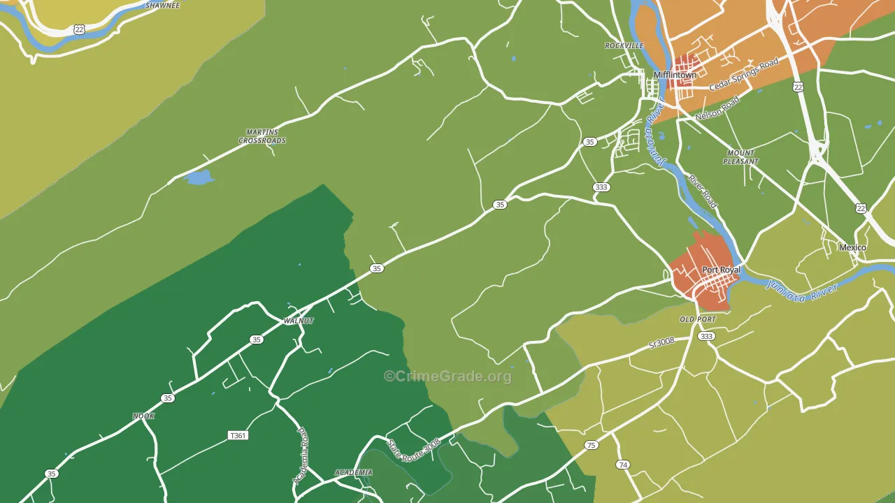 Mifflin, PA Map of Drug-Related Crime Rates