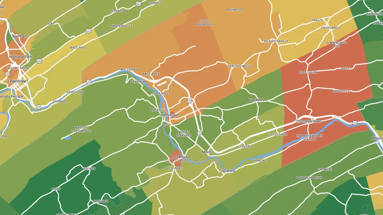 Mifflintown, PA Map of Drug-Related Crime Rates