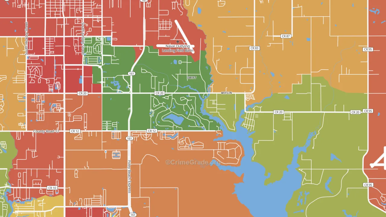 Miflin, AL Map of Drug-Related Crime Rates