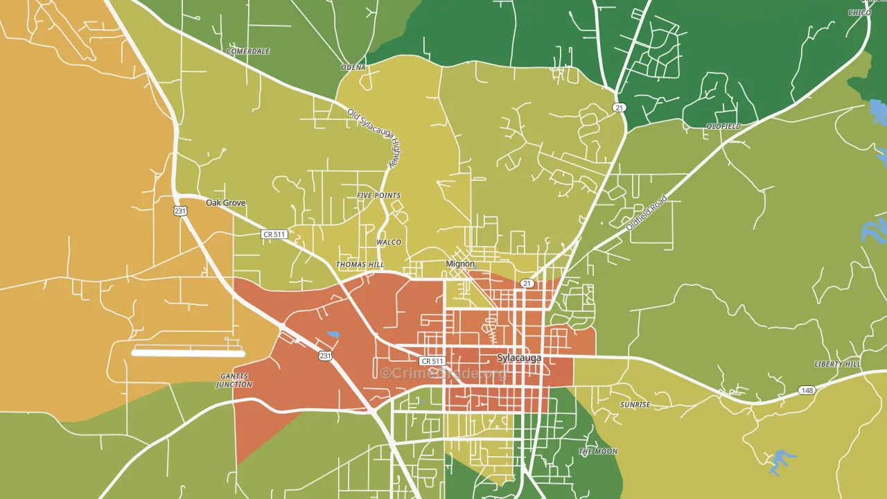 Mignon, AL Map of Drug-Related Crime Rates