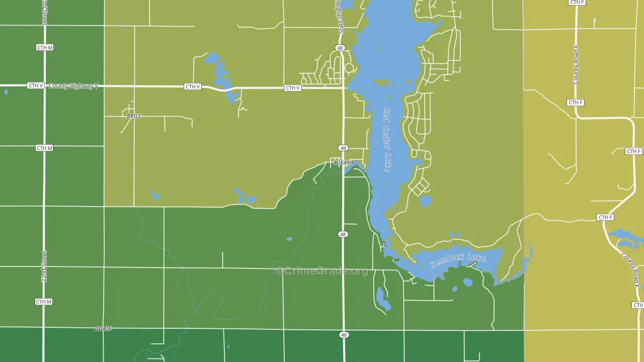 Mikana, WI Map of Drug-Related Crime Rates