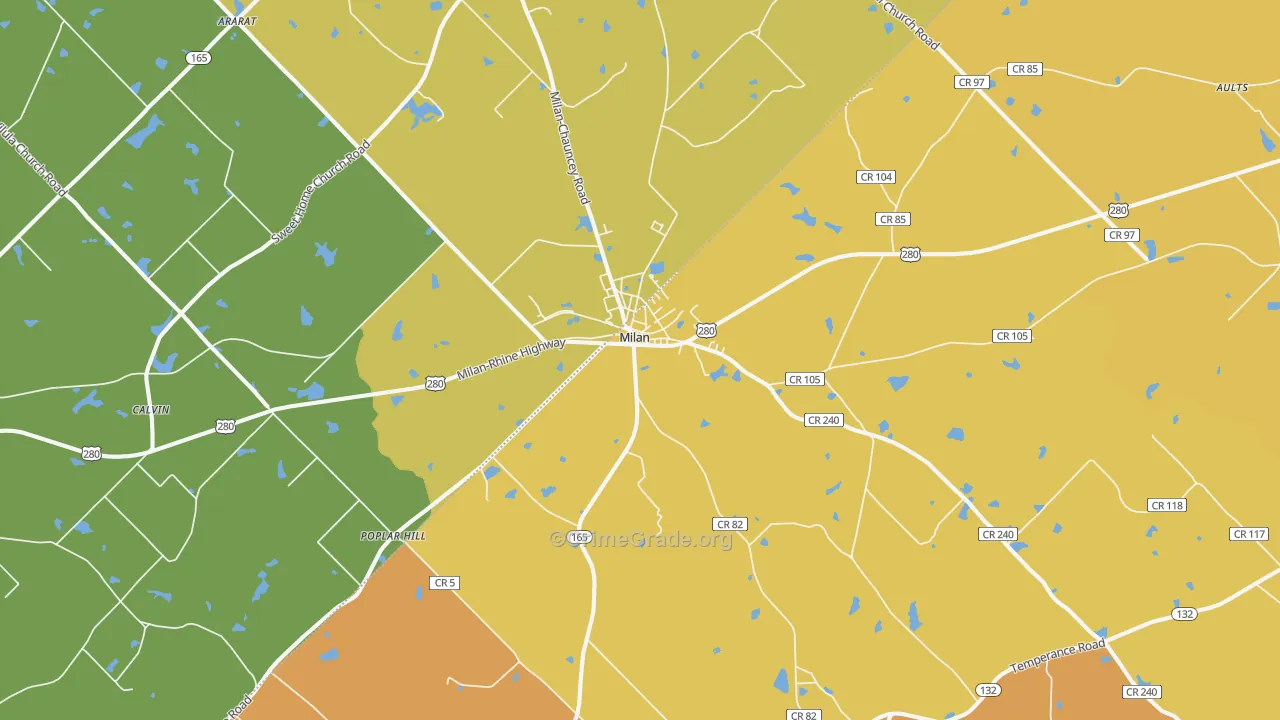 Milan, GA Map of Drug-Related Crime Rates