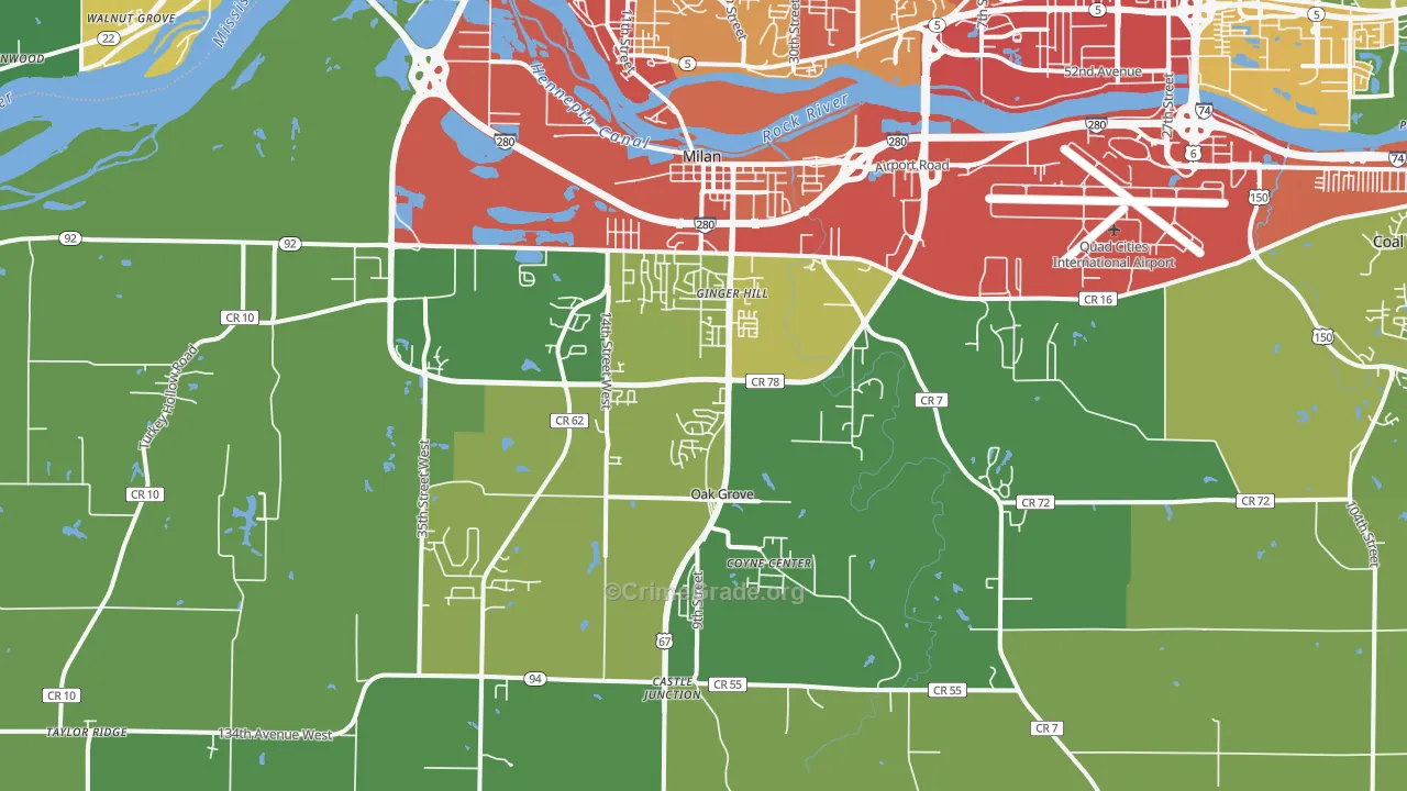 Milan, IL Map of Drug-Related Crime Rates