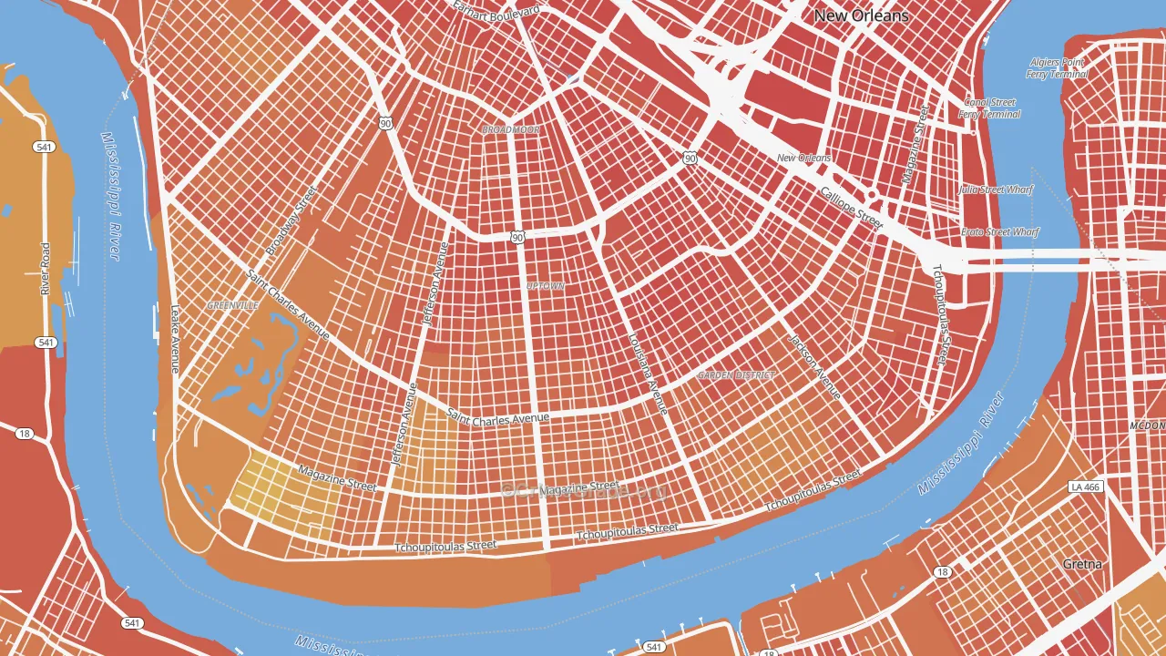 Milan, New Orleans, LA Map of Drug-Related Crime Rates