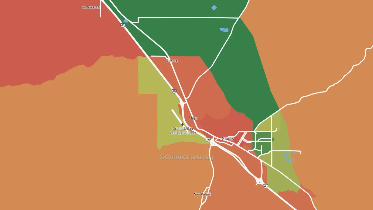 Milan, NM Map of Drug-Related Crime Rates