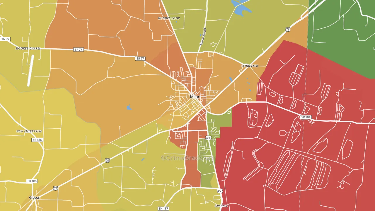 Milan, TN Map of Drug-Related Crime Rates