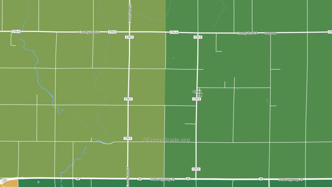 Milan, WI Map of Drug-Related Crime Rates