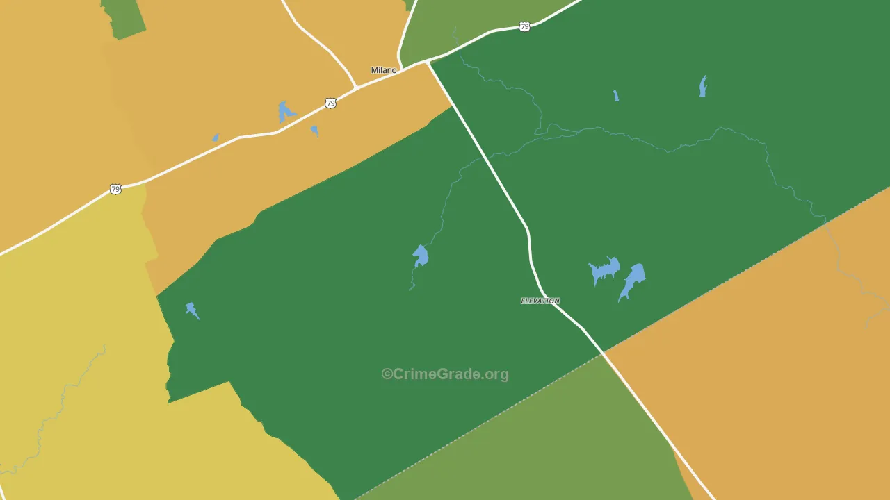 Milano, TX Map of Drug-Related Crime Rates