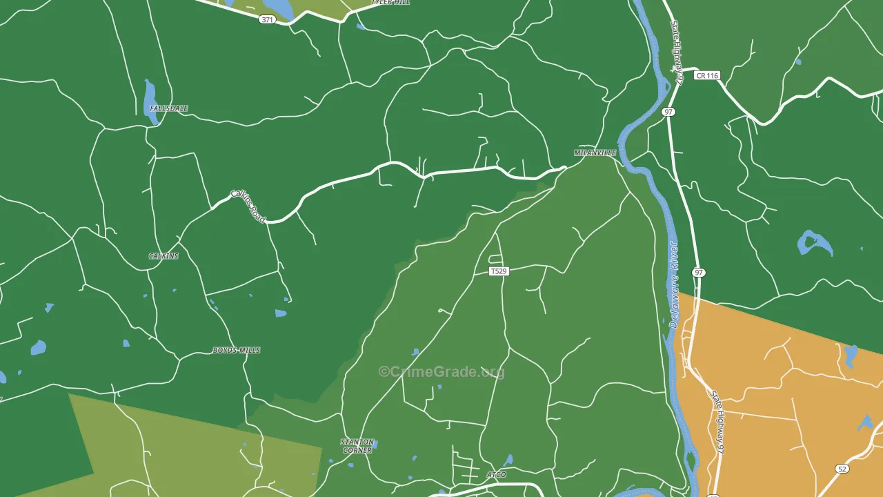 Milanville, PA Map of Drug-Related Crime Rates