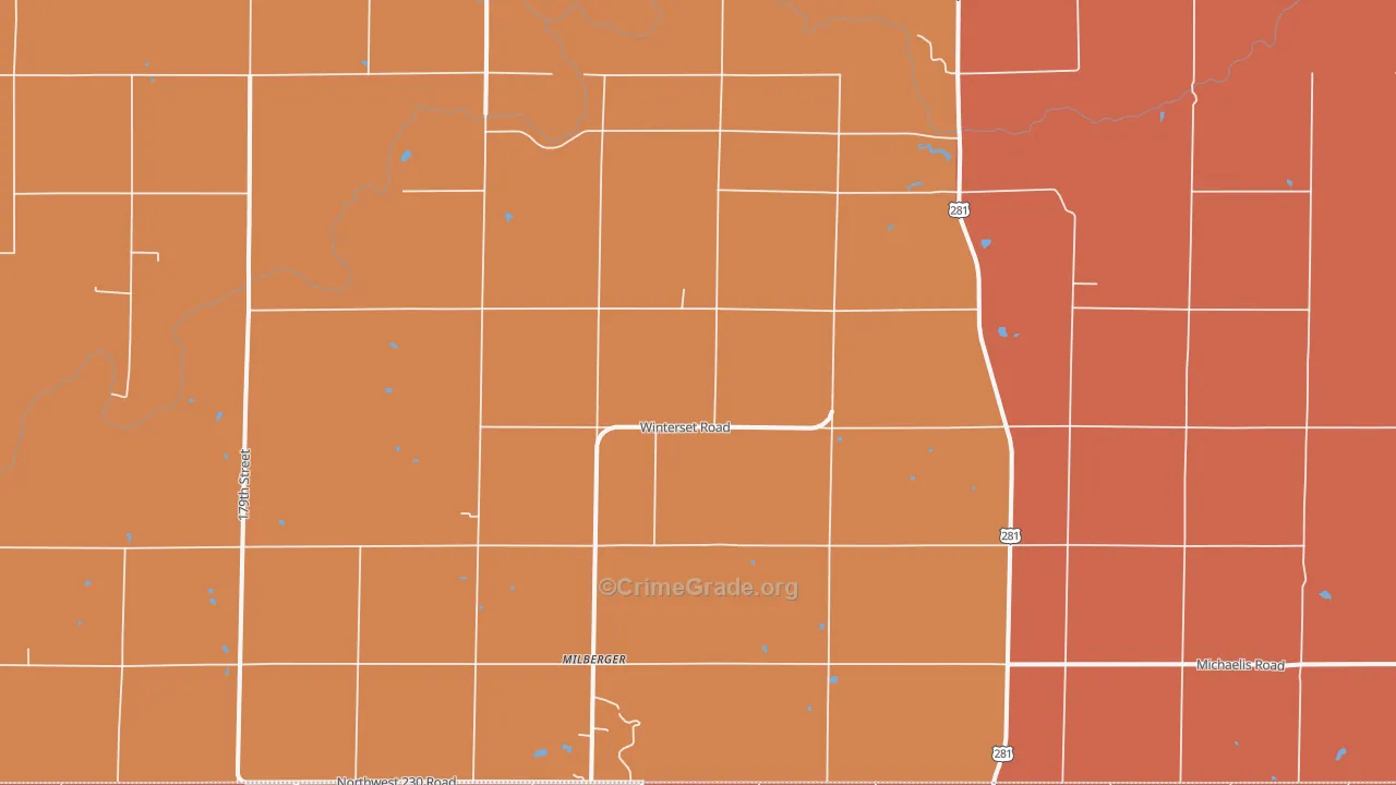 Milberger, KS Map of Drug-Related Crime Rates
