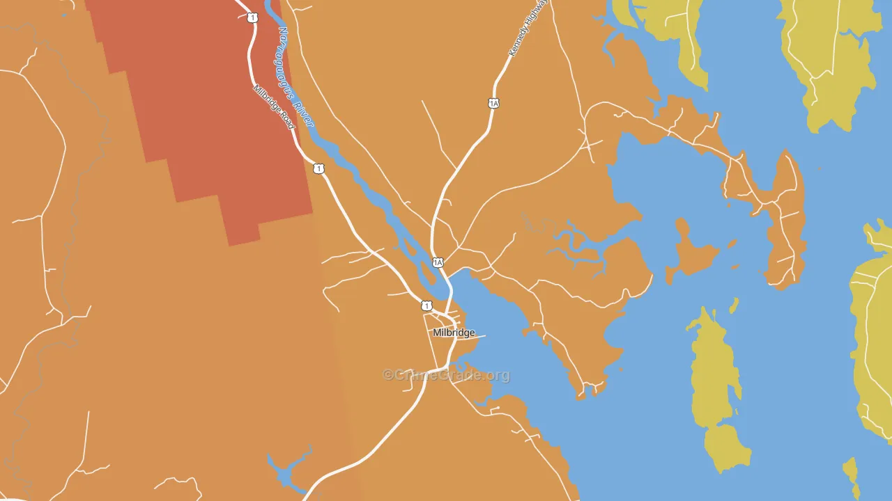 Milbridge, ME Map of Drug-Related Crime Rates