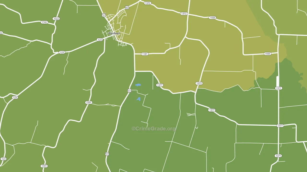 Milburn, KY Map of Drug-Related Crime Rates