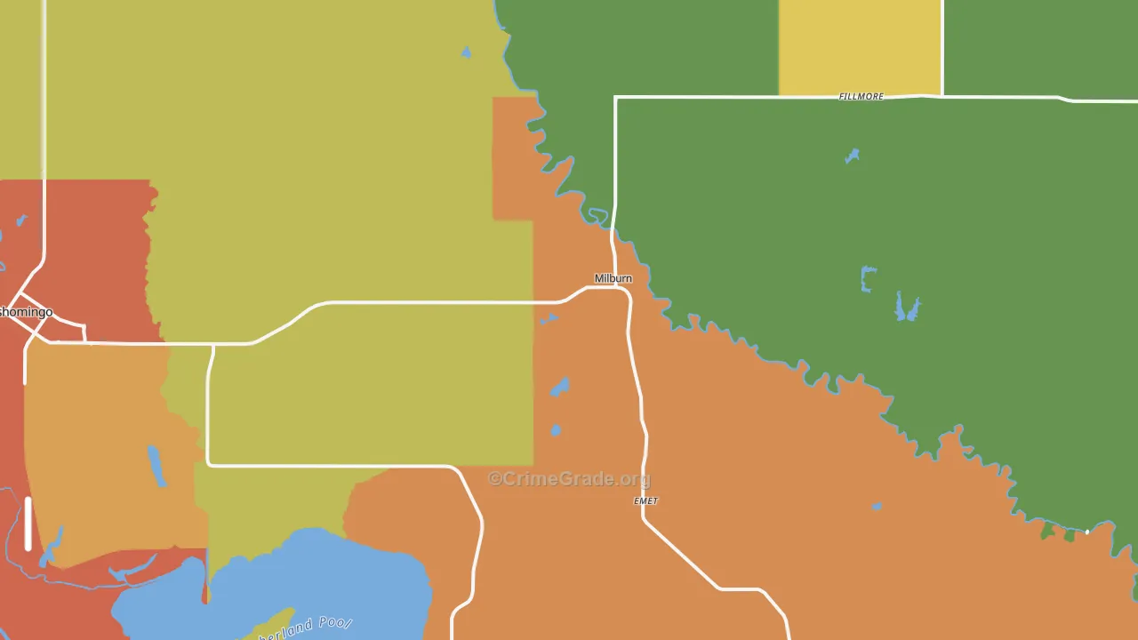 Milburn, OK Map of Drug-Related Crime Rates