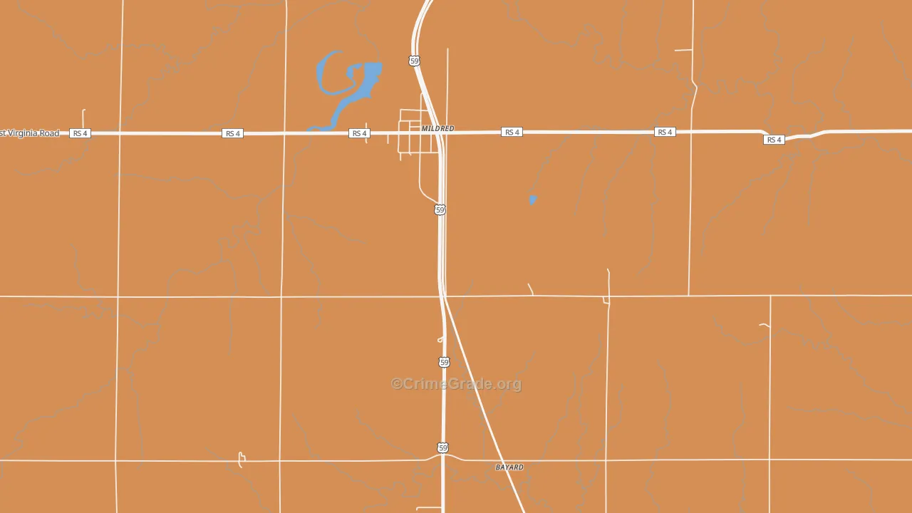 Mildred, KS Map of Drug-Related Crime Rates