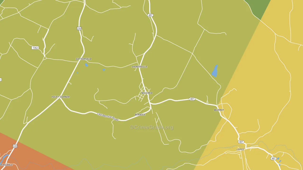 Mildred, PA Map of Drug-Related Crime Rates