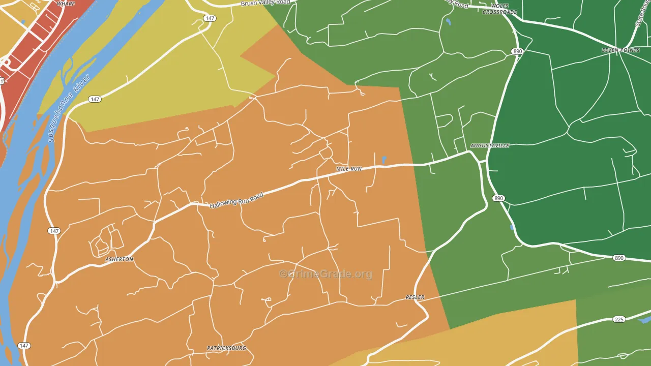 Mile Run, PA Map of Drug-Related Crime Rates