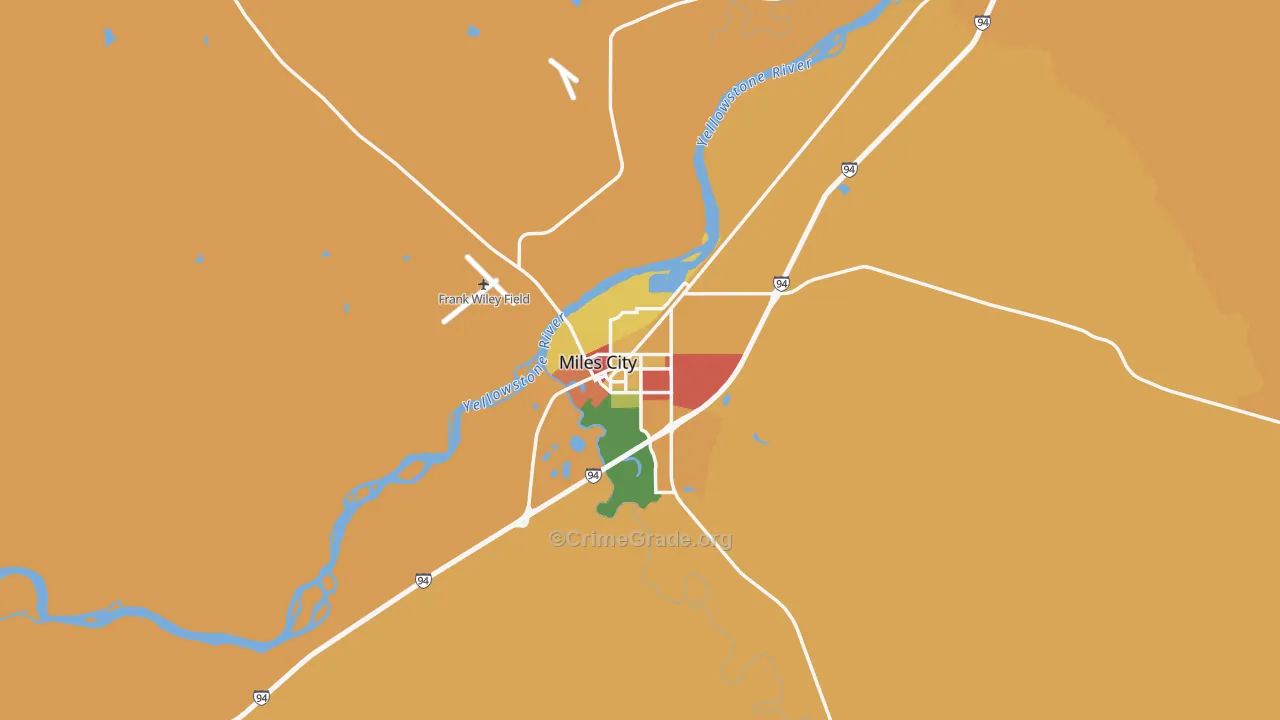 Miles City, MT Map of Drug-Related Crime Rates