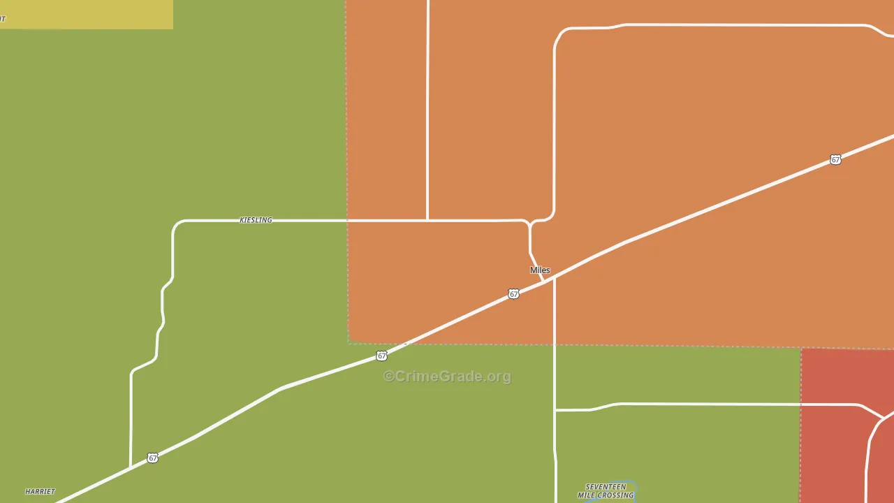 Miles, TX Map of Drug-Related Crime Rates