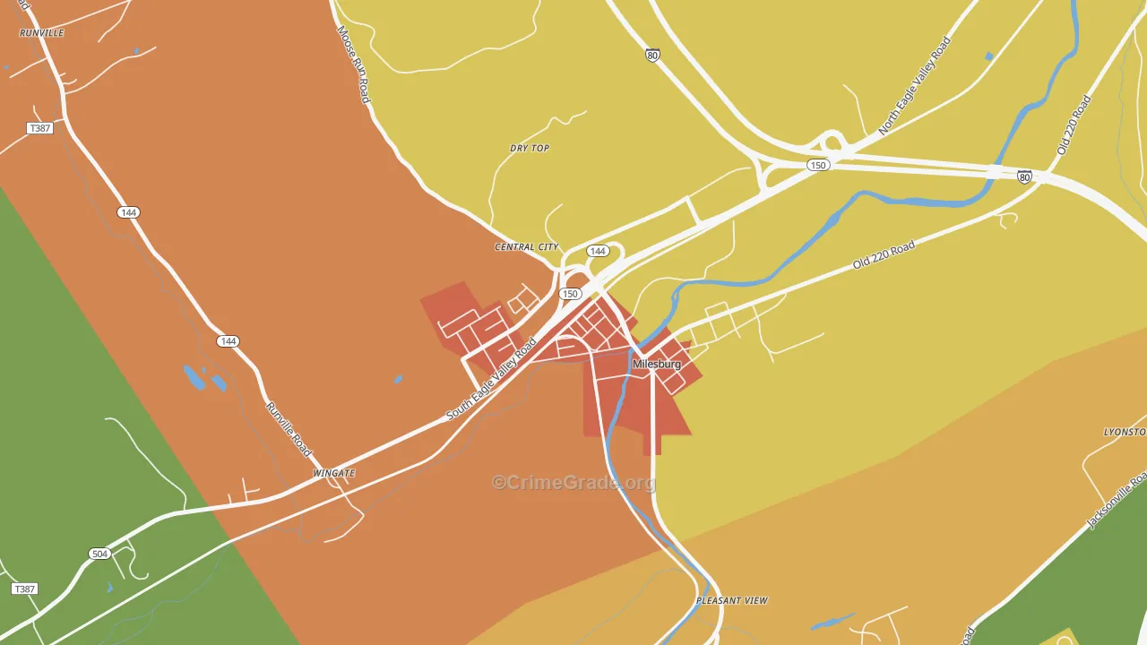 Milesburg, PA Map of Drug-Related Crime Rates