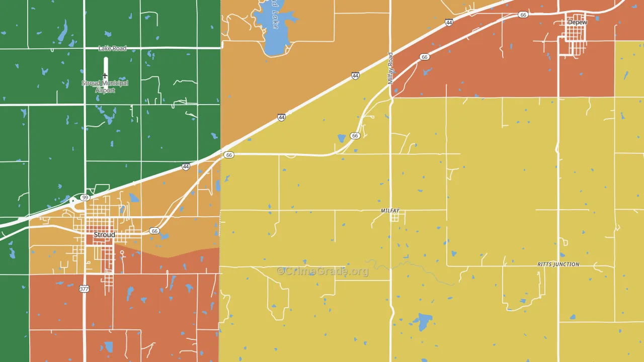 Milfay, OK Map of Drug-Related Crime Rates