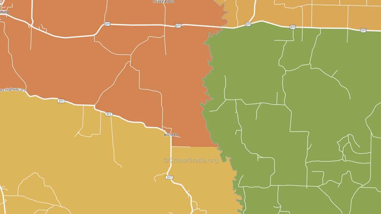 Milford, AR Map of Drug-Related Crime Rates