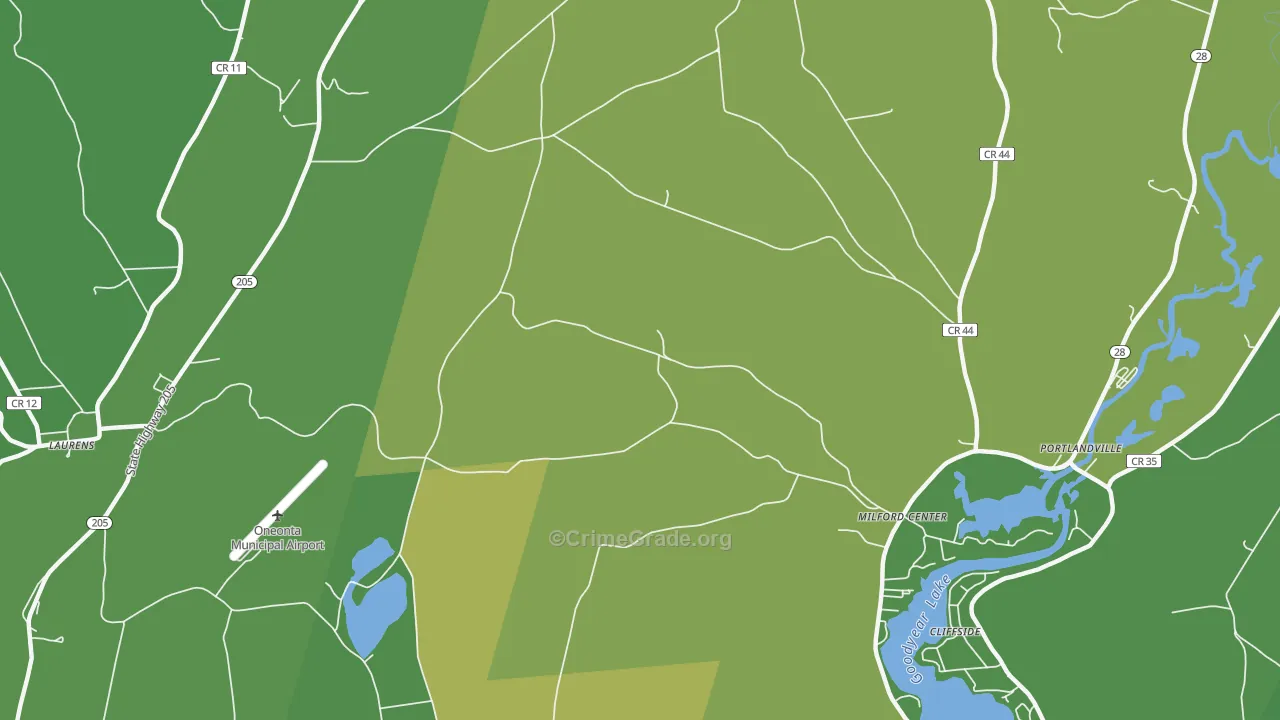 Milford Center, NY Map of Drug-Related Crime Rates