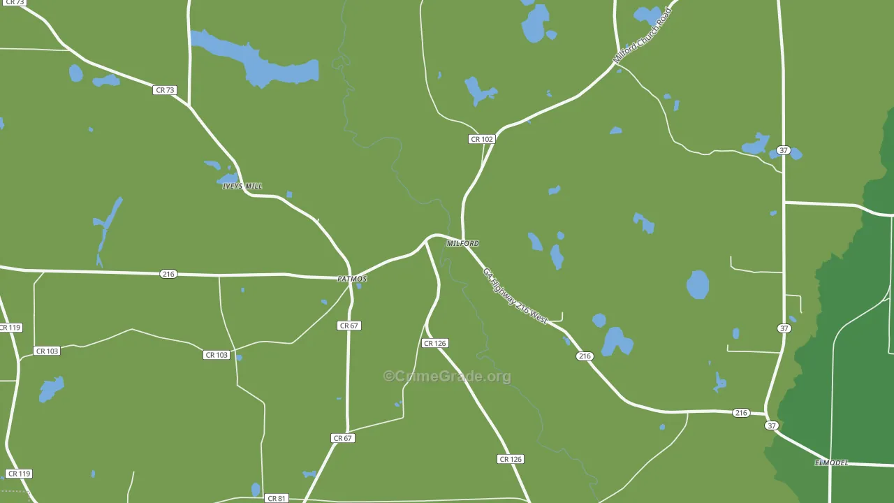 Milford, GA Map of Drug-Related Crime Rates