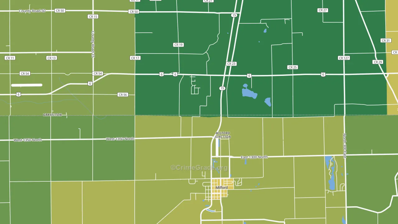 Milford Junction, IN Map of Drug-Related Crime Rates
