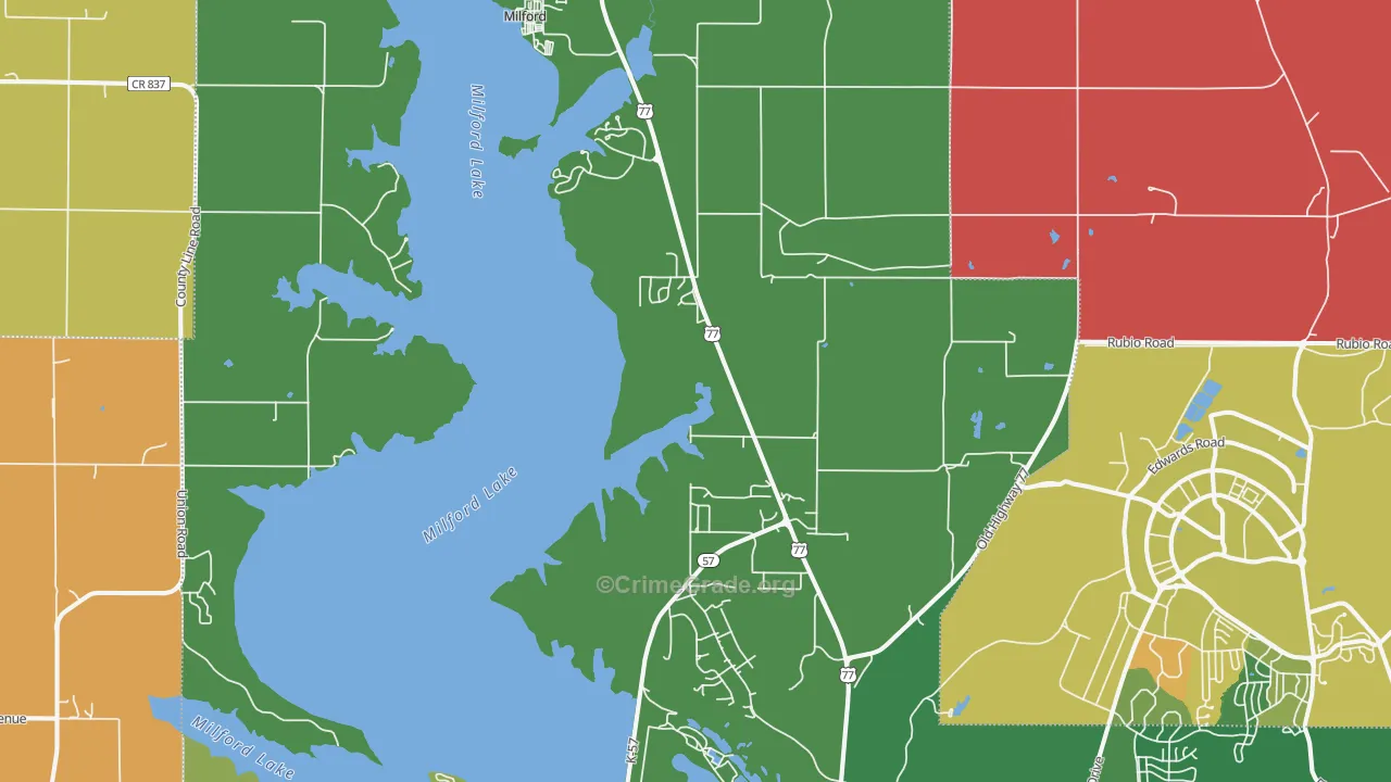 Milford, KS Map of Drug-Related Crime Rates