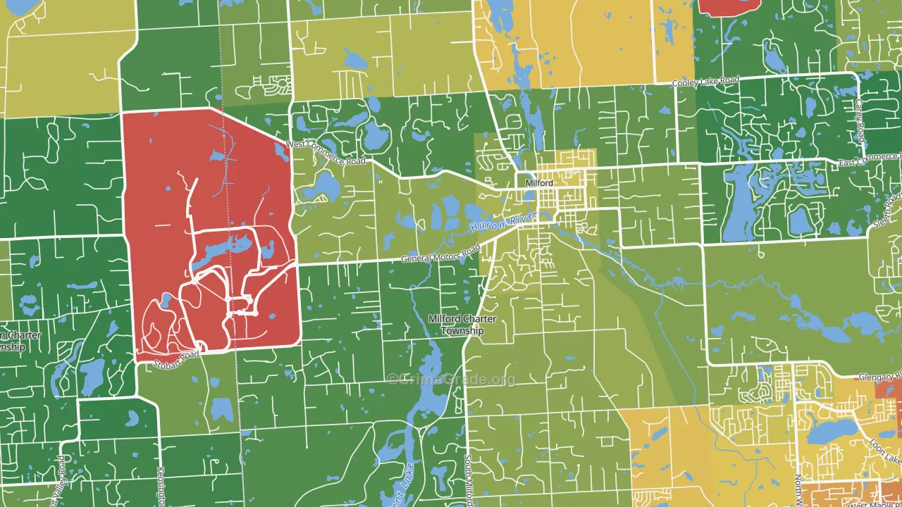 Milford, MI Map of Drug-Related Crime Rates