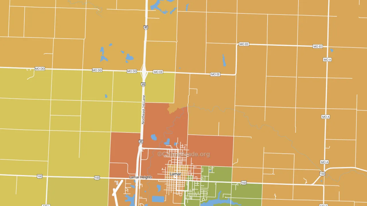 Milford, MO Map of Drug-Related Crime Rates