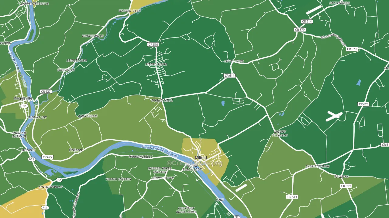 Milford, NJ Map of Drug-Related Crime Rates
