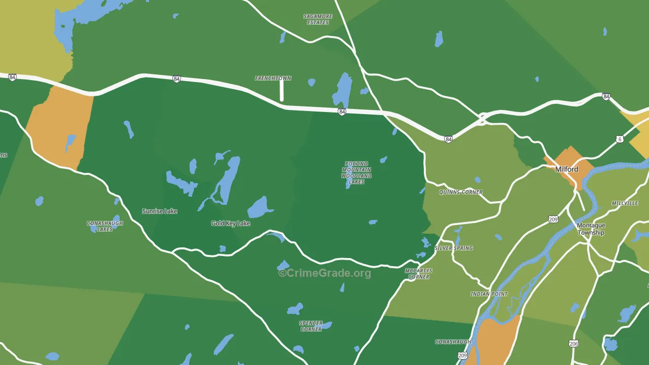 Milford, PA Map of Drug-Related Crime Rates