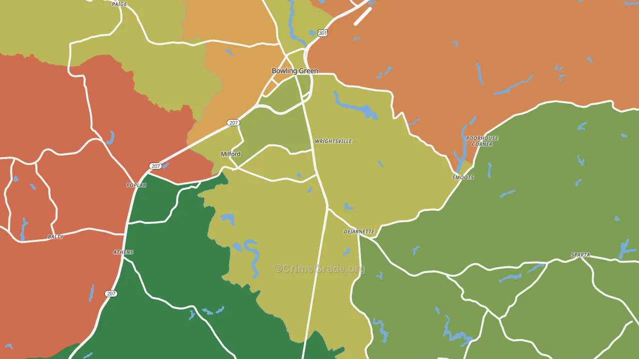 Milford, VA Map of Drug-Related Crime Rates