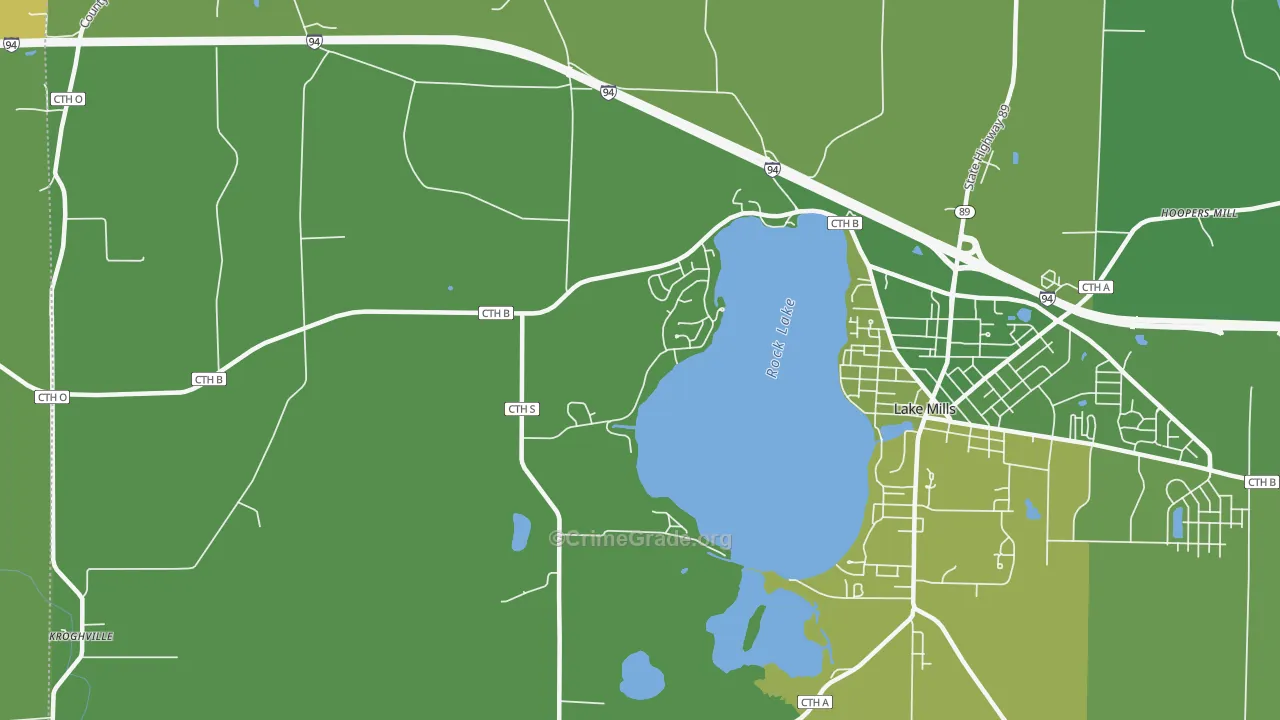 Milford, WI Map of Drug-Related Crime Rates