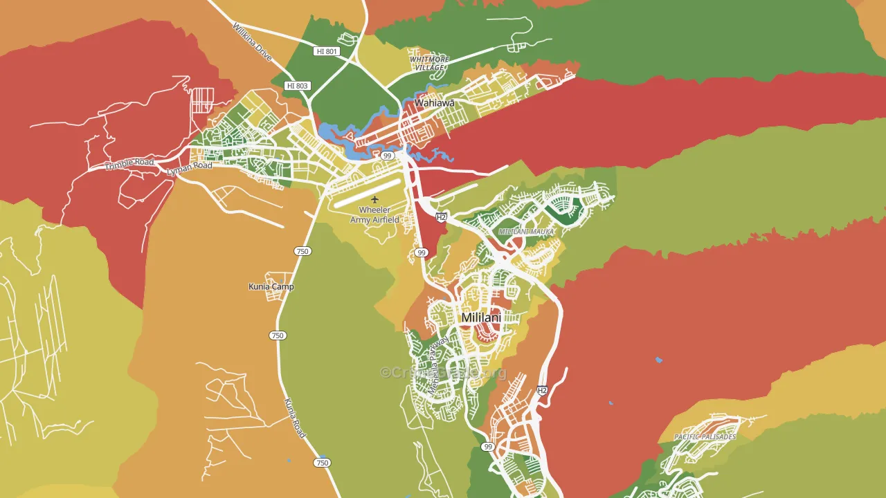 Mililani, HI Map of Drug-Related Crime Rates