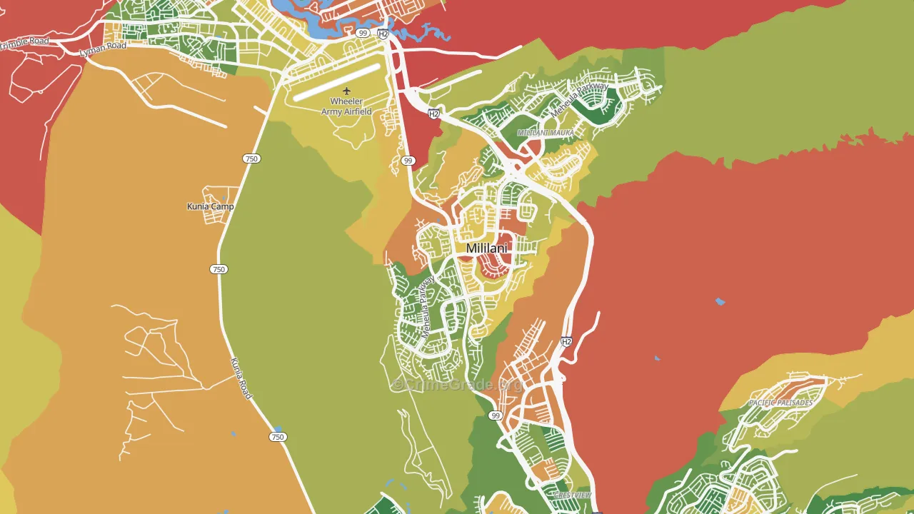 Mililani Waipio Melemanu, Mililani, HI Map of Drug-Related Crime Rates