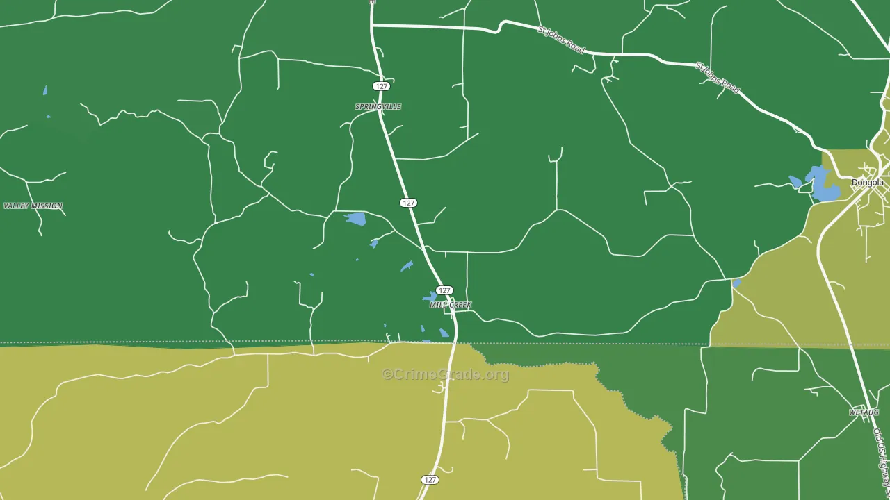 Mill Creek, IL Map of Drug-Related Crime Rates