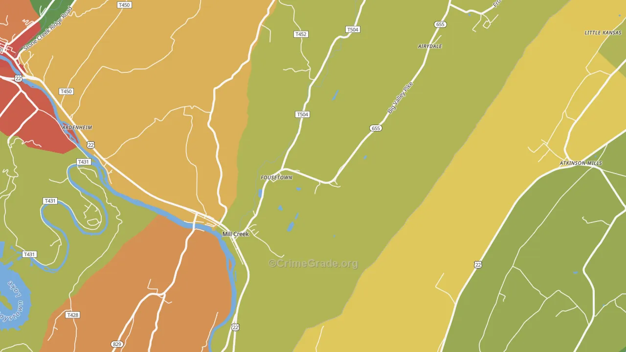 Mill Creek, PA Map of Drug-Related Crime Rates