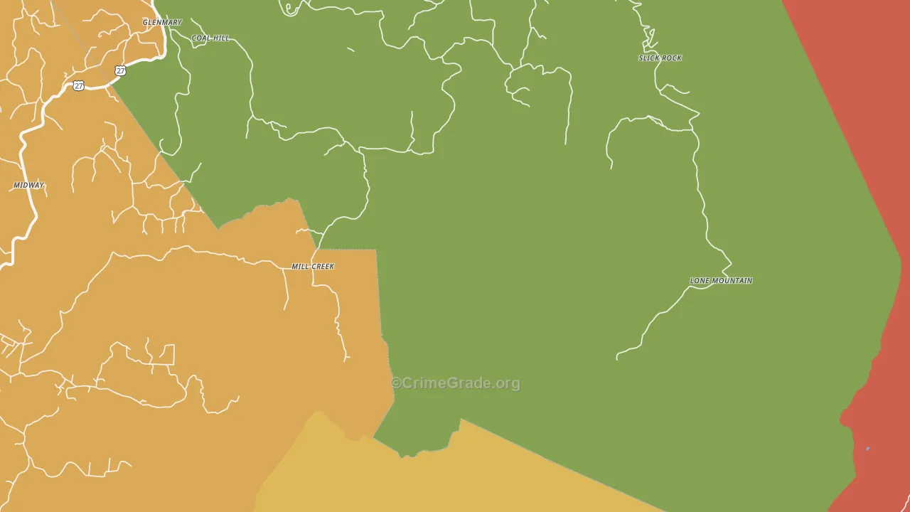 Mill Creek, TN Map of Drug-Related Crime Rates