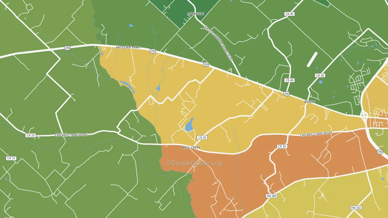 Mill Creek, TX Map of Drug-Related Crime Rates