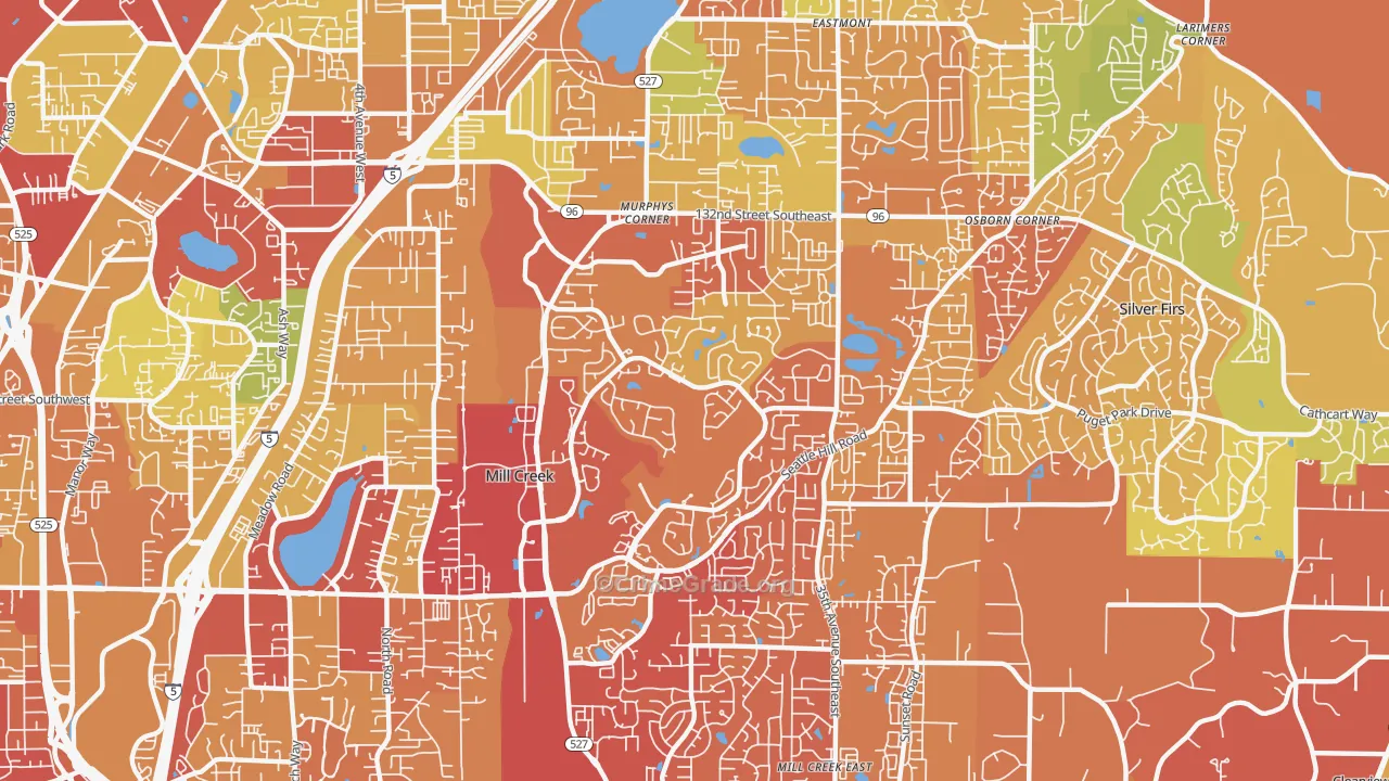 Mill Creek, WA Map of Drug-Related Crime Rates