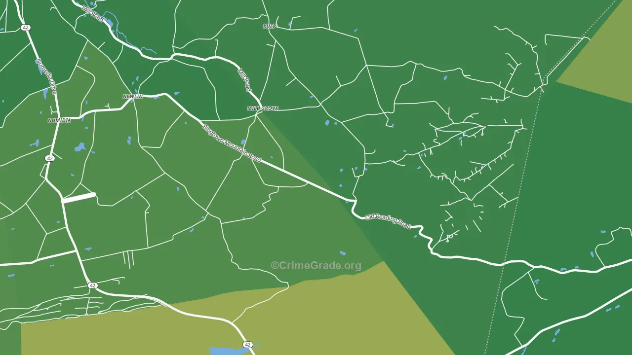 Mill Grove, PA Map of Drug-Related Crime Rates