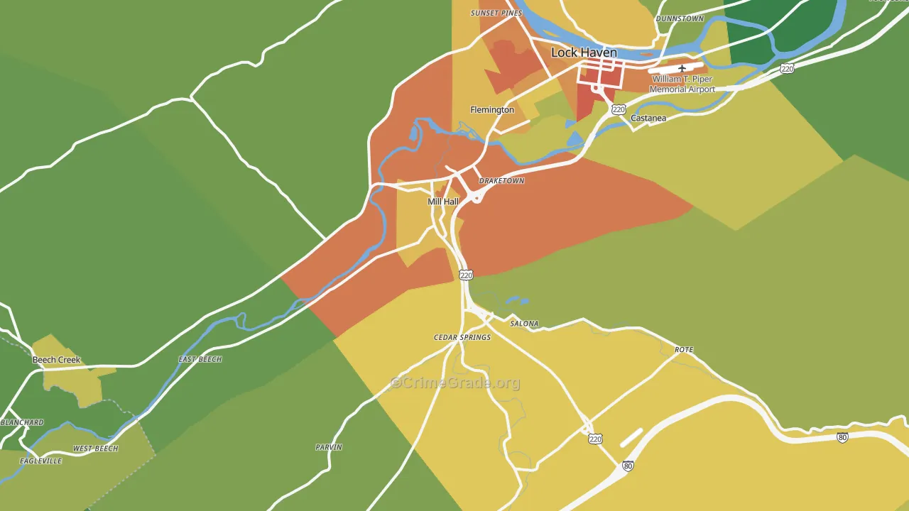 Mill Hall, PA Map of Drug-Related Crime Rates
