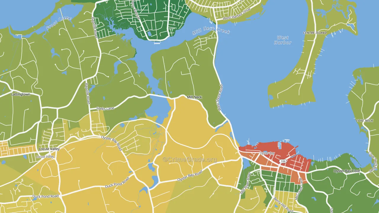 Mill Neck, NY Map of Drug-Related Crime Rates